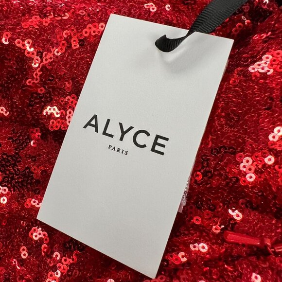 Alyce Paris One Shoulder Sequin Gown Open Back Red Size 12 New - Picture 12 of 13